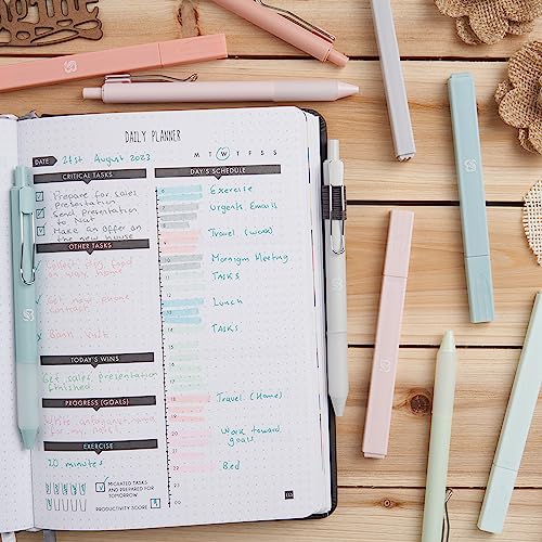 BLIEVE - Aesthetic Highlighters and Gel Pens With Soft Ink And Tip, No Bleed Dry Fast Easy to Hold, for Bible Journaling Planner Notes School Office BLIEVE