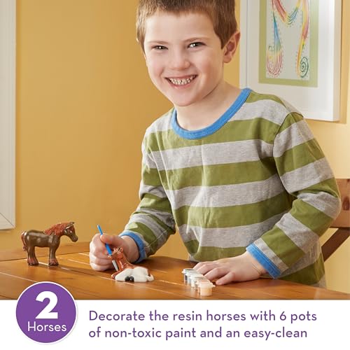 Melissa & Doug Created by Me! Horse Figurines Craft Kit (2 Resin Horses, 6 Paints, Paintbrush) Melissa & Doug