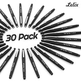 Lelix Felt Tip Pens, 30 Black Pens, 0.7mm Medium Point Felt Pens, Felt Tip Markers Pens for Journaling, Writing, Note Taking, Planner, Perfect for Lelix