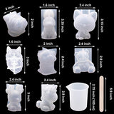 EuTengHao 20Pcs 3D Animal Resin Molds Tools Set Includes 8 Resin Casting Molds Large Clear Unicorn Epoxy Silicone Molds 2 Measurement Cup 10 Wood EuTengHao