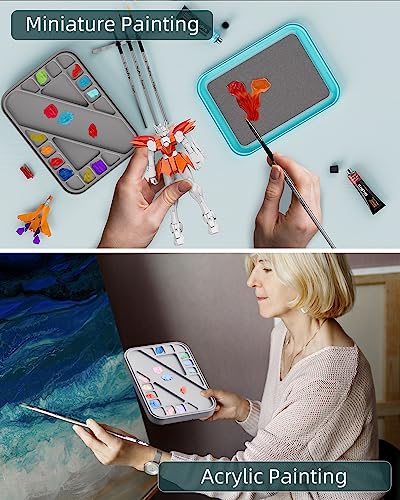 Nicpro Stay Wet Palette for Acrylic Miniature Painting Kit, Paint Tray Palettes with 100PCS Pallet Paper, 4PCS Sponge, Brush Holder Paint Mixing - WoodArtSupply