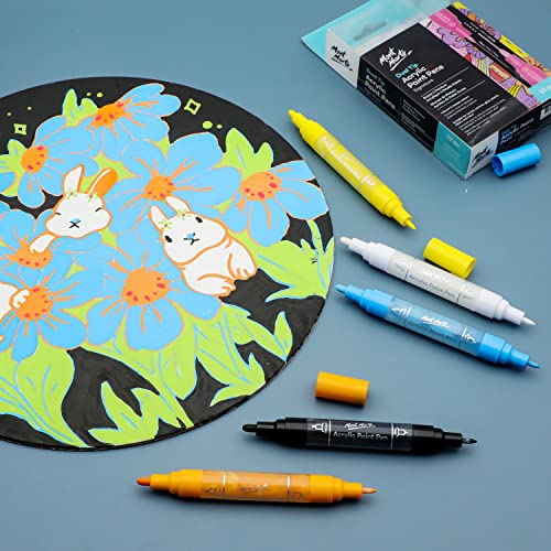 MONT MARTE Dual Tip Acrylic Paint Pens Signature 12pc, Vibrant And Opaque Acrylic Based Ink, DIY, Design, Decorate and Draw On Canvas, Glass, Ceramic MONT MARTE