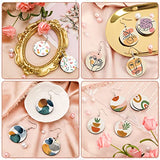 Whaline 50Pcs Round Sublimation Blank Earrings with Earring Hooks and Jump Rings Unfinished Heat Transfer Earrings for Christmas Valentine Women Whaline