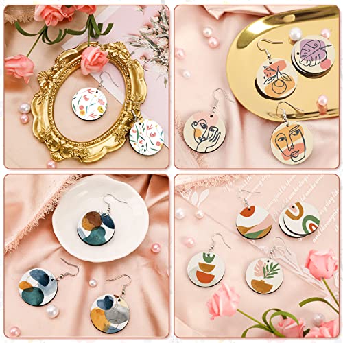 Whaline 50Pcs Round Sublimation Blank Earrings with Earring Hooks and Jump Rings Unfinished Heat Transfer Earrings for Christmas Valentine Women - WoodArtSupply