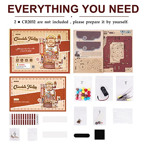 ROKR 3D Puzzles for Adults-Wooden Marble Run Chocolate Factory, Brain Teaser Model Building Kits for Adults to Build, Desk Decor for Boys Ages 14+ ROKR