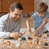 Wettarn Bendable Wooden Animal Toys Flexible Animal Toys Zoo Safari Jungle Animal Figurines Smooth Natural Farm Animals for Preschool Learning Wettarn