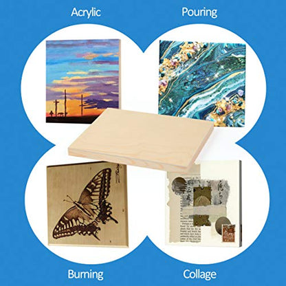 Falling in Art Unfinished Birch Wood Canvas Panels Kit, Falling in Art 4 Pack of 8x10’’ Studio 3/4’’ Deep Cradle Boards for Pouring Art, Crafts, - WoodArtSupply