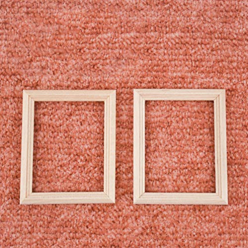 Exceart 6Pcs 1/12 Wood Dollhouse Furniture Unfinished Mini Photo Frame Artificial Miniature Scene Model DIY Wall Art Painting Toys for Nursery Room