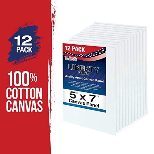U.S. Art Supply Paint & Canvas Bundle with Professional 80 Color Set of Acrylic Paint Jar Set & 5 X 7 inch Professional Artist Quality Acid Free US Art Supply