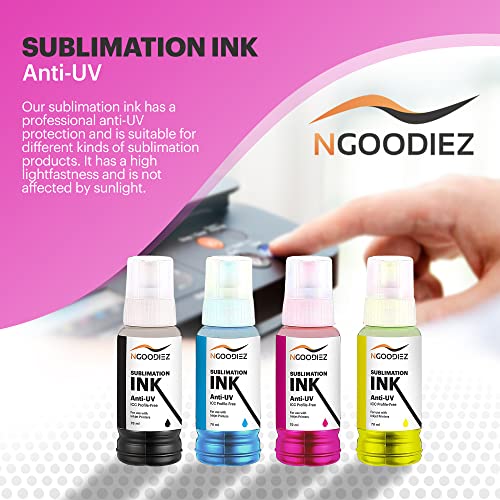 NGOODIEZ Sublimation Ink for Epson All Ecotank, Supertank Inkjet Printers Autofill, ICC-Free, Anti-UV and Fade Resistance - Conversion Kit/Refill - WoodArtSupply