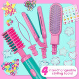 Just My Style All-in-One Hair Stylist, 4-in-1 Hair Styling Tool, Including Hair Gem Stamper, Hair Beader Tool, Hair Chalk, Hair Brush, Fun for Just My Style