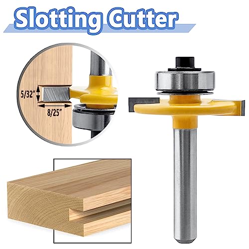 Mesee 1/4 Inch Shank Biscuit Joiner Router Bit T Slot Router Bit with Bearing Guide Wood Biscuit Jointing Slotting Cutter Woodworking Grooving Mesee