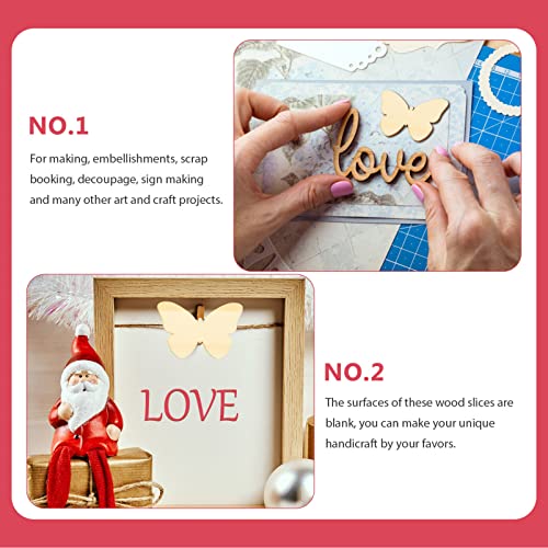 Craft for Adults 50pcs Butterfly Unfinished Wooden Natural Blank Wood Butterfly Shaped Slices Cutouts for DIY Crafts Wedding Home Decoration Small - WoodArtSupply