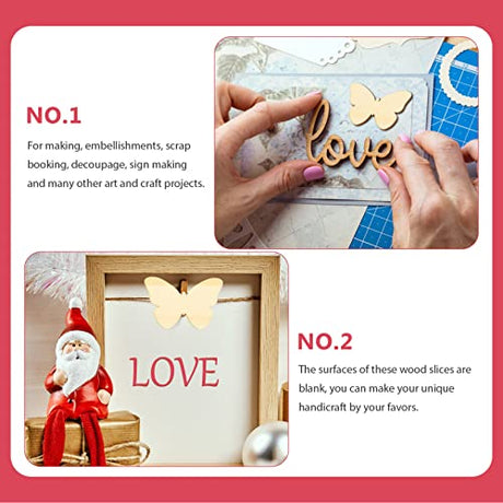 Craft for Adults 50pcs Butterfly Unfinished Wooden Natural Blank Wood Butterfly Shaped Slices Cutouts for DIY Crafts Wedding Home Decoration Small Abaodam