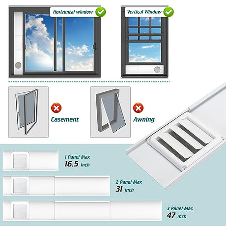Daisypower Dryer Vent Window Kit, Adjustable Window Vent Kit with Outdoor Dryer Vent Cover,4 Inch Hood for Exhaust Ventilation Daisypower