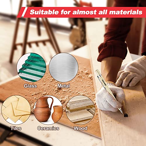 Enhon Mechanical Carpenter Pencils Set with Marker Refills and Carbide Scriber Tool, Solid Deep Hole Woodworking Pencils Marker Marking Tools with Enhon