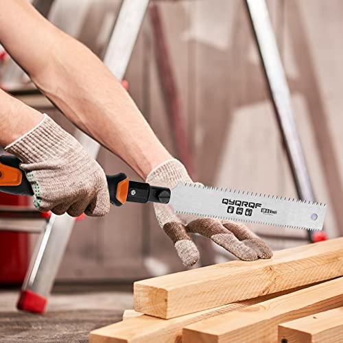 QYQRQF Japanese Hand Saw, 7 Inch Flush Cut Saw Double Edge Sided Pull Saw for Woodworking (Orange) QYQRQF
