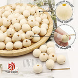 THYSSEN 2000pcs 20mm Wood Beads Crafts Natural Round Unfinished Loose Beads are Used to Make DIY Wooden Beads Garlands, Home Decoration THYSSEN