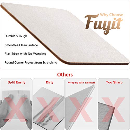 Fuyit Unfinished Wood Pieces, 50Pcs 5 x 5 Inch Blank Natural Wood Square Wooden Cutouts Board for DIY Crafts Painting, Scrabble Tiles, Coasters, Fuyit