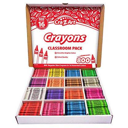 Cra-Z-Art Crayons, 16 Assorted Colors, 800/pack