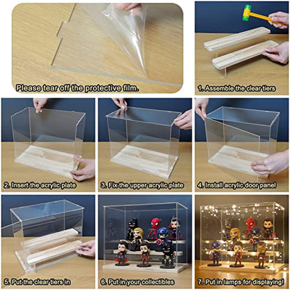 Instnovny 5 Tier Display Case,Acrylic Boxes for Display Action Figures,Clear Fossils Countertop Display Cases,Minifigures Collectibles Table Counter