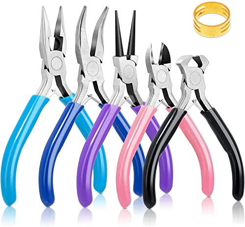 5 Packs Jewelry Pliers Set, Jewelry Making Tools with Needle Nose Pliers/Round Nose Pliers/Chain Nose Pliers/Bent Nose Pliers/Zipper Pliers, Jewelry Mckanti