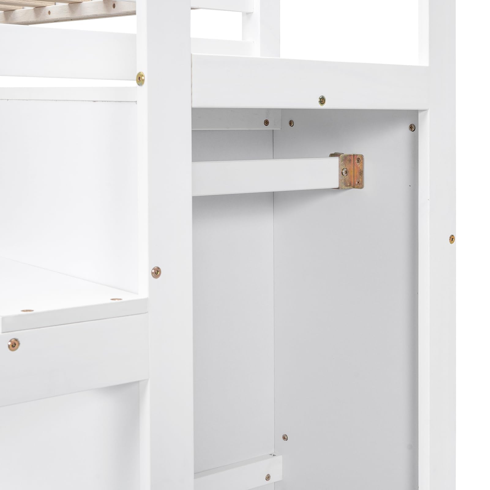 Harper & Bright Designs Full Size White Loft Bed with Stairs and Storage Wardrobe for Kids, Teens, and Adults - WoodArtSupply