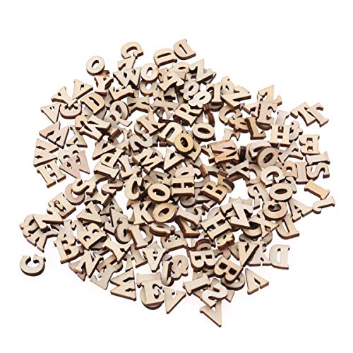 EXCEART 200pcs 15mm Wood Alphabet Letters for DIY Craft Natural A-Z Wood Pieces Unfinished Wood Slice Shapes for DIY Craft EXCEART