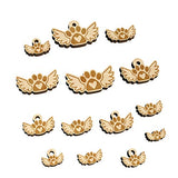 Paw Print Angel Wings with Heart Dog Cat Mini Wood Shape Charms Jewelry DIY Craft - 25mm (7pcs) - No Hole Sniggle Sloth