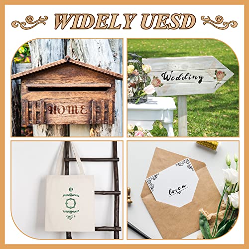 8 Pcs 4 x 7 Inch Stainless Steel Stencils Stencils Alphabet Number Stencils for Journaling Metal Stencils Bookmark Vintage Flower Vines Stencils for Lewtemi