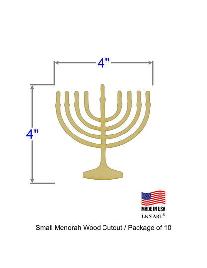 Unfinished Menorah Wood Cut Out Available in a Variety of Sizes and Thicknesses (1/4” Thickness, Small 4" x 4" (Package of 10)) - WoodArtSupply