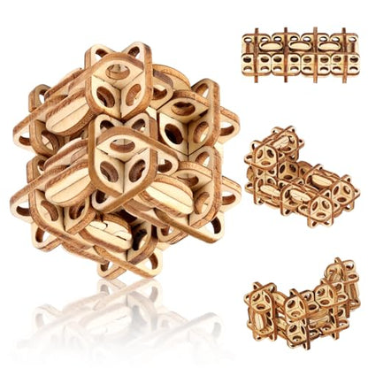 3D Puzzles for Adults Wooden Fidget Infinity Cube Puzzle - Endless Creativity, Stress Relief, Eco-Friendly, Ideal Gift