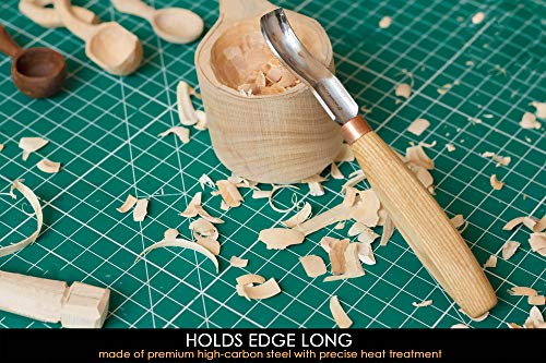 BeaverCraft, Wood Carving Bent Gouge K8a/14 0.55" - Spoon Carving Tools - Woodworking Hand Chisel Compact Wood Carving Knife for Beginners and Profi - WoodArtSupply