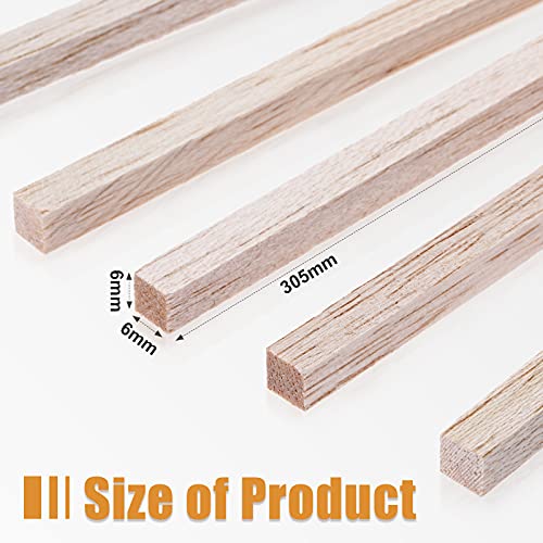 Wood Strips Balsa Square Wooden Dowels 1/4 Inch Square Dowel Rods 12 Inch Long Hardwood Square Dowel Unfinished Wood Sticks Wooden Dowel Sticks Timtin