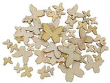 Kinteshun Natural Wood Unfinished Cutout Veneers Slices for Patchwork DIY Crafting Decoration(100pcs,Mixed Sizes,Butterfly Shape) Kinteshun