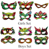 VHALE 24 Sets Rainbow Scratch Paper Art Superhero Masks, Dress Up Halloween Costumes, Creative Classroom Arts and Crafts, Fun Drawings, Travel Toys, VHALE