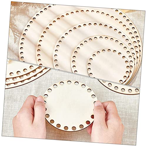 STOBOK 10 Pcs Woven Bag Base Wood Base for Crochet Handbag Weaving Board Basket Weaving Supplies Wood Bag Bottom Unfinished Wooden Round Weaving STOBOK