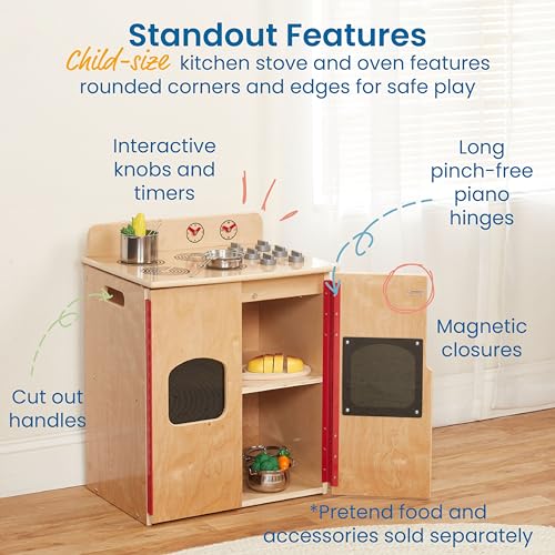 ECR4Kids Play Kitchen Stove, Wooden Playset, Natural - WoodArtSupply