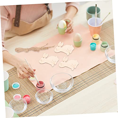 SEWOART 1 Set Wooden Painting Toy Unfinished Wood Bunny Chips Wood Cutouts Unfinished Bunny Wood Slices Easter Party Hanging Ornament Easter Chips SEWOART