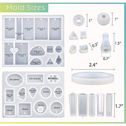 LET'S RESIN Resin Jewelry Molds for Beginners,16Pcs Resin Jewelry Making Kit with Barcelet Molds,Pendant Molds,Ring Molds,Resin Silicone Molds for - WoodArtSupply