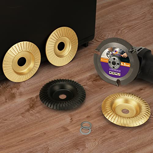 TOOVEM Angle Grinder Carving Disc Kit 5 PCS Including 4 Wood Shaping Grinding Discs and 1 Speedcutter Wood Carving Disc for 4" or 4 1/2" Angle - WoodArtSupply