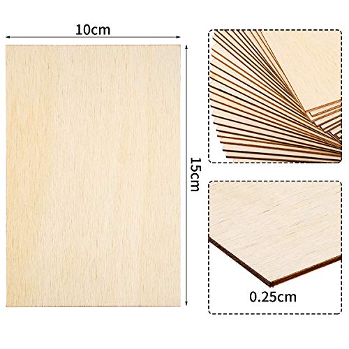 Ruisita 60 Pieces 6 x 4 Inch Rectangle Unfinished Wood Pieces Blank Sharp Corners for DIY Hand-Made Project and Home Decor Ruisita