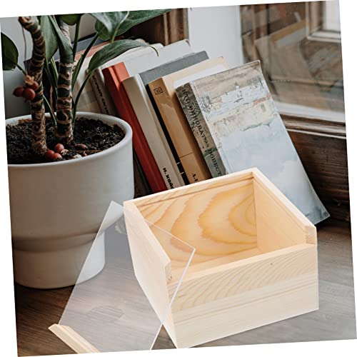 TEHAUX Box Storage Wooden Box Clear Gift Box Wooden Box with Lid Trinket Box with Lid Small Jewelry Storage Box Wooden Crates Unfinished Wooden TEHAUX