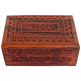 ITOS365 Handmade Wooden Keepsake Storage Case Jewelry Box Jewel Organizer - Floral Hand Carvings with Brass Inlay - Gifts for Women, 6 x 4 Inches ITOS365