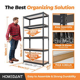 HOMEDANT 5 Tier Storage Shelves Adjustable Laminated Garage Metal Shelving Unit Heavy Duty Utility Rack Shelf Warehouse Pantry Closet Kitchen 35.9" W HOMEDANT
