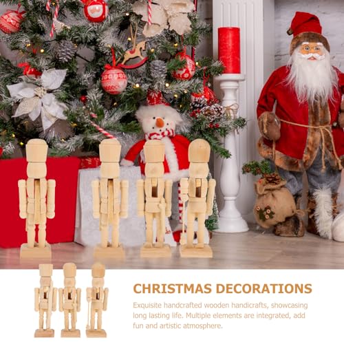 BESPORTBLE Christmas Wooden Unfinished Nutcracker Figures, DIY Blank Unpainted Nutcracker Soldier for Christmas Arts Project Ornaments Decor 3Pcs BESPORTBLE