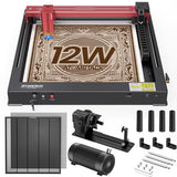 ATOMSTACK A12 PRO All-in-One Kit(Delux), Include12W Laser Engraver, Air Assist & Honeycomb for Laser Cutter Machine, R1 V2 Laser Rotary Chuck, Laser ATOMSTACK