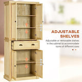 HOMCOM 72" Pinewood Large Kitchen Pantry Storage Cabinet, Freestanding Cabinet with Doors and Shelf Adjustability, Soft-Close Mechanism, Living Room HOMCOM