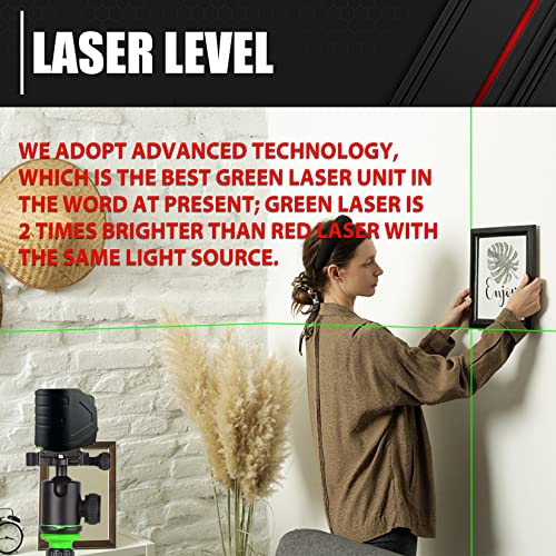 Laser Level,100ft/30m Self-Leveling Laser Level,Green Cross Line Laser,Vertical and horizontal lines,3 Brightness Adjustment,Rotates 360 C&T