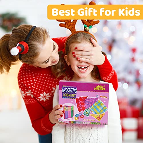 PREBOX Weaving Loom Kit Toys for Kids and Adults, Potholder Loops Crafts for Girls Ages 6 7 8 9 10 11 12, 7" Pot Holder Loom Knitting Kits and Gifts PREBOX